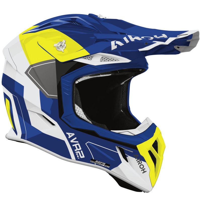 Motokroso šalmas Airoh Aviator ACE 2 Shield glossy blue-yellow