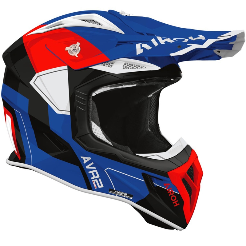 Motokroso šalmas Airoh Aviator ACE 2 Shield glossy blue-red