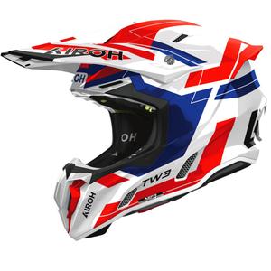 Motokroso šalmas "Airoh Twist 3 Dynasty" blizgus mėlynai raudonas