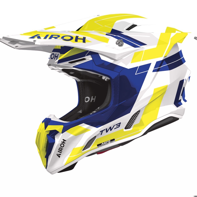 Motokroso šalmas Airoh Twist 3 Dynasty blizgus mėlynas-fluo geltonas