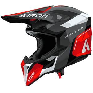 Motokroso šalmas Airoh Wraaap Conquer blizgus raudonas