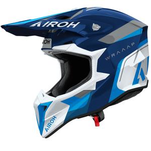Motokroso šalmas Airoh Wraaap Conquer blizgus mėlynas