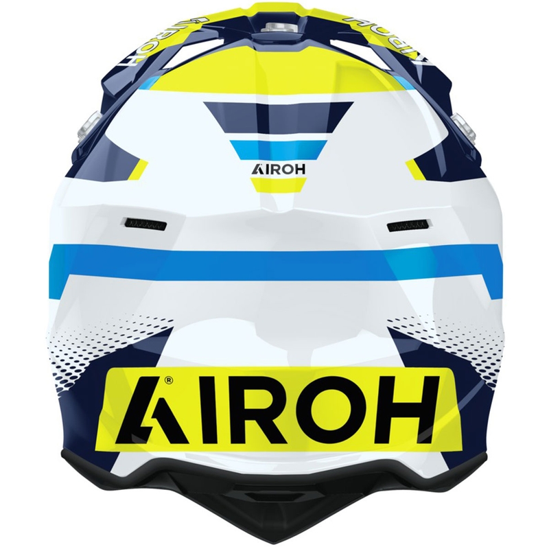 Motokroso šalmas "Airoh Wraaap Vision" blizgus geltonai mėlynas
