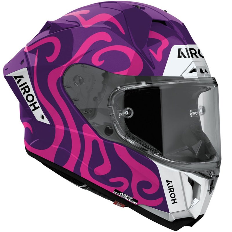 Integruotas motociklininko šalmas "Airoh GP800 Swain" blizgus violetinis