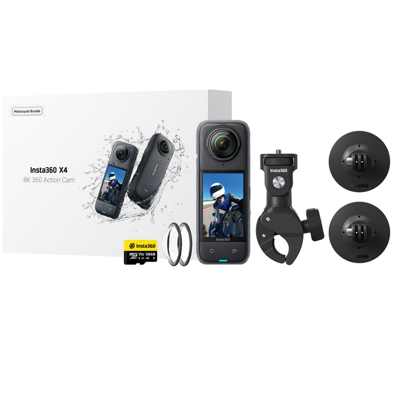"Insta360 X4" motociklų komplekto veiksmo kamera juoda