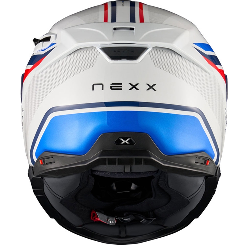 Integruotas šalmas motociklui "Nexx X.TR Quanta" baltai mėlynas