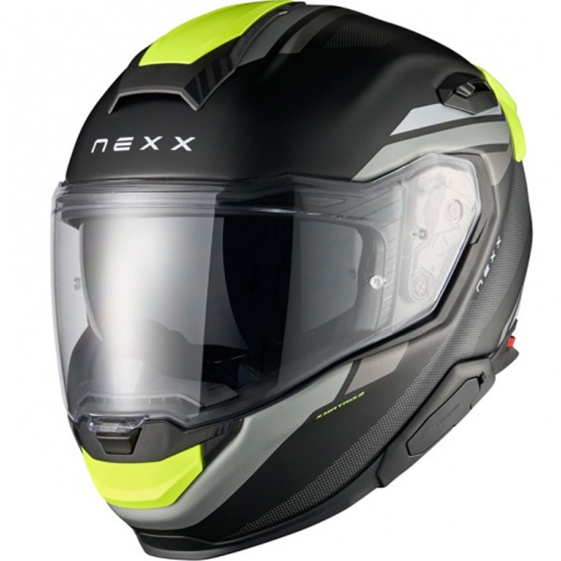 Integruotas motociklininko šalmas "Nexx X.TR Quanta" matinis juodas-fluo geltonas