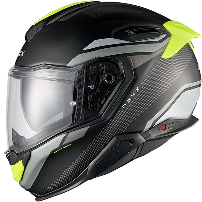 Integruotas motociklininko šalmas "Nexx X.TR Quanta" matinis juodas-fluo geltonas