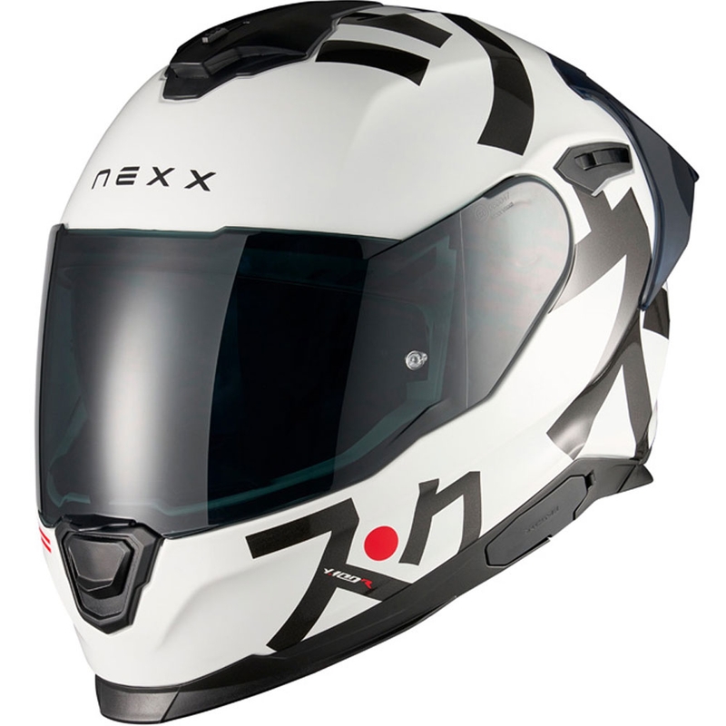 Integruotas motociklininko šalmas "Nexx Y.100R Nippon", baltas