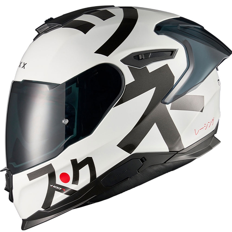 Integruotas motociklininko šalmas "Nexx Y.100R Nippon", baltas