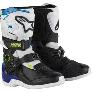 Alpinestars Tech 3S Kids baltai-juodai-mėlyni motociklininko batai