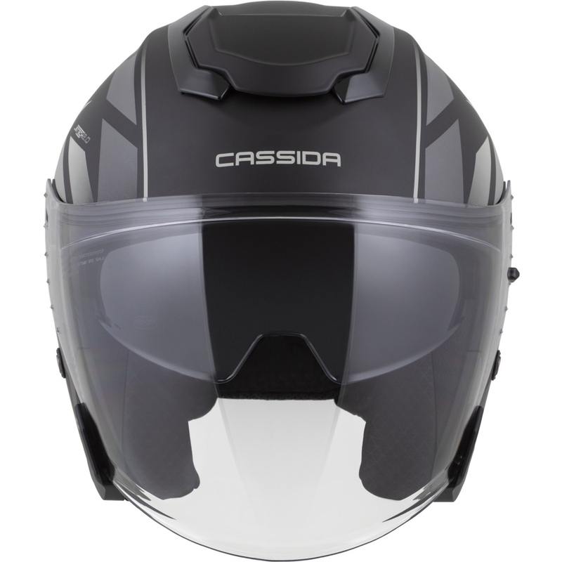 Cassida Jet Tech 2.0 RoTo atviras motociklininko šalmas matinis juodai pilkai baltas
