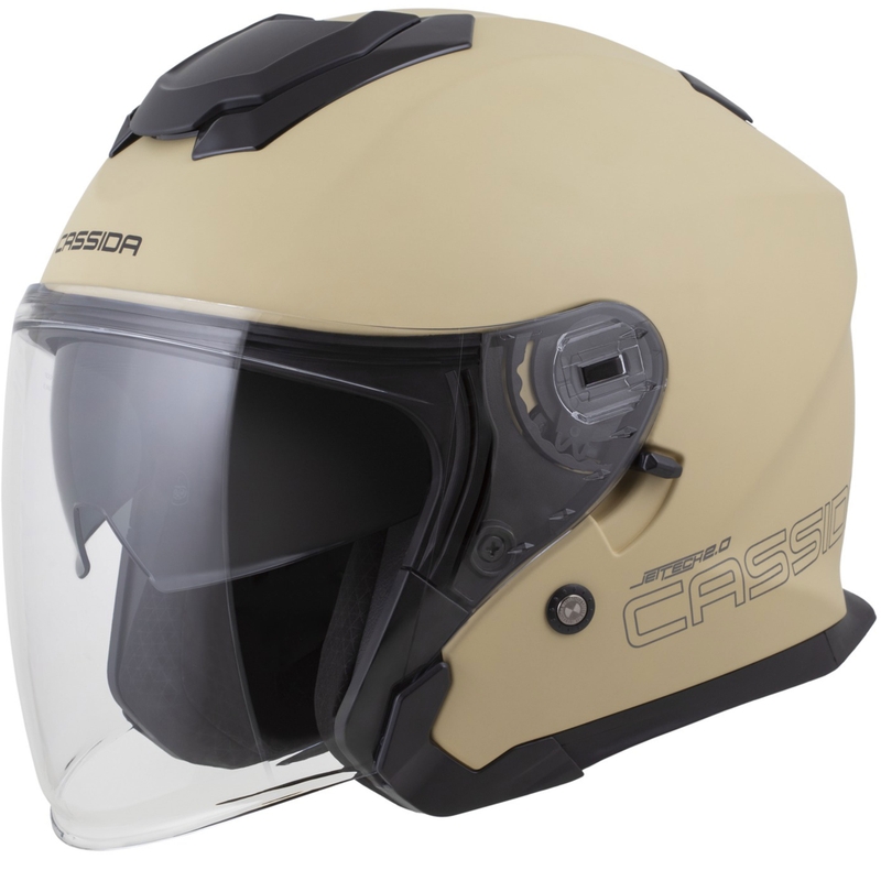 "Cassida Jet Tech 2.0 RoTo" atviras motociklininko šalmas matinis smėlio-juodai pilkas