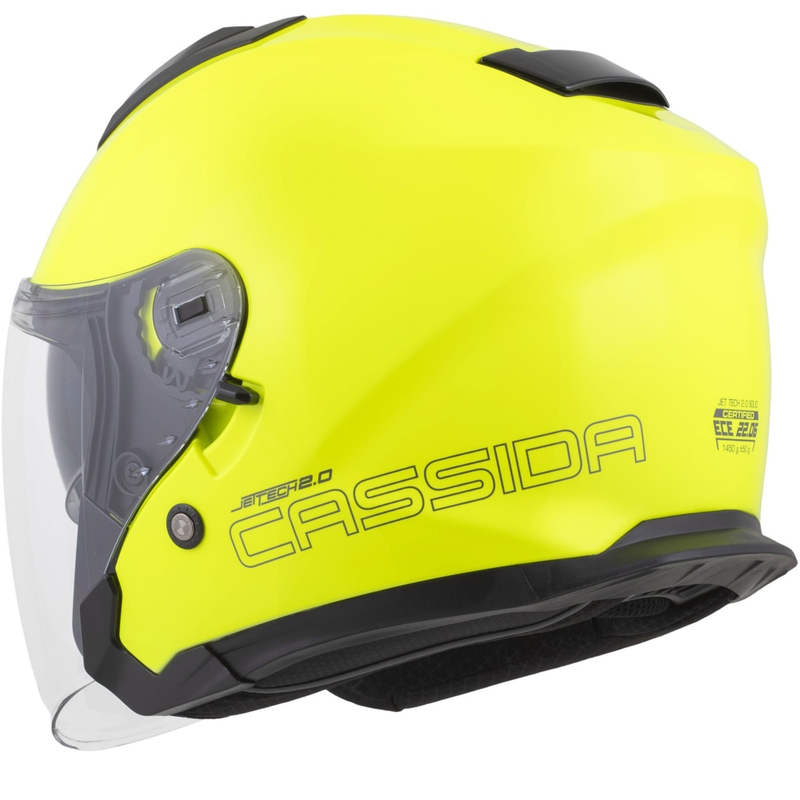 Cassida Jet Tech 2.0 RoTo fluo geltona-juoda-pilka atviras motociklininko šalmas