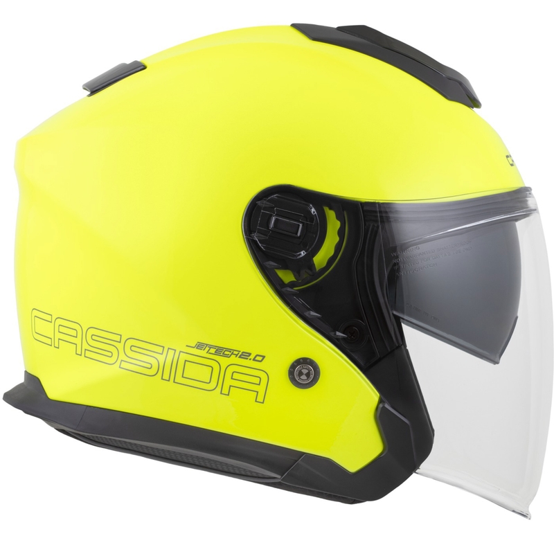 Cassida Jet Tech 2.0 RoTo fluo geltona-juoda-pilka atviras motociklininko šalmas