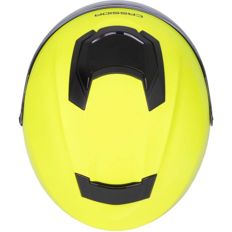 Cassida Jet Tech 2.0 RoTo fluo geltona-juoda-pilka atviras motociklininko šalmas