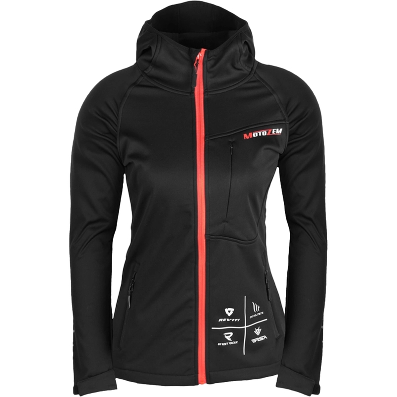 Moteriška "MotoZem Racing Team" juodai raudona softshell striukė