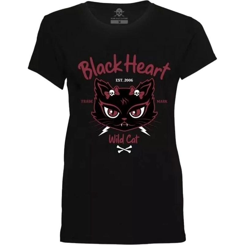Moteriški marškinėliai Black Heart Wild Cat black