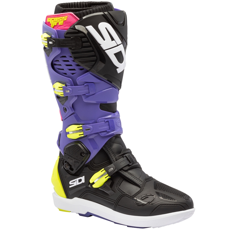 Motociklininko batai SiDi Crossfire 3 SRS violetinė-juoda-fluo geltona