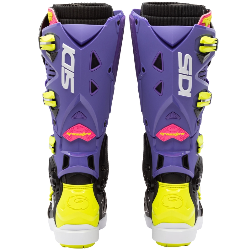 Motociklininko batai SiDi Crossfire 3 SRS violetinė-juoda-fluo geltona