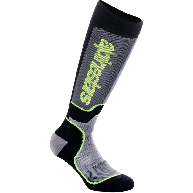 Alpinestars MX Plus juoda-pilka-fluo geltona vaikiškos kojinės