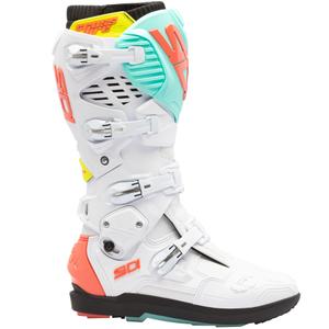 SiDi Crossfire 3 SRS motociklininko batai balti-fluo mint-fluo coral