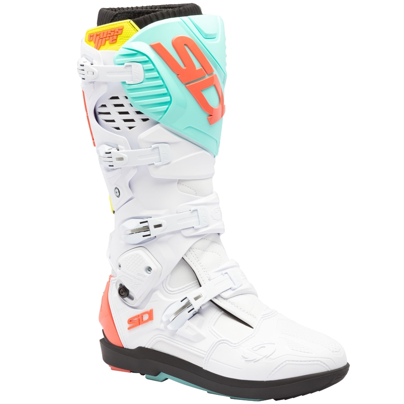 SiDi Crossfire 3 SRS motociklininko batai balti-fluo mint-fluo coral