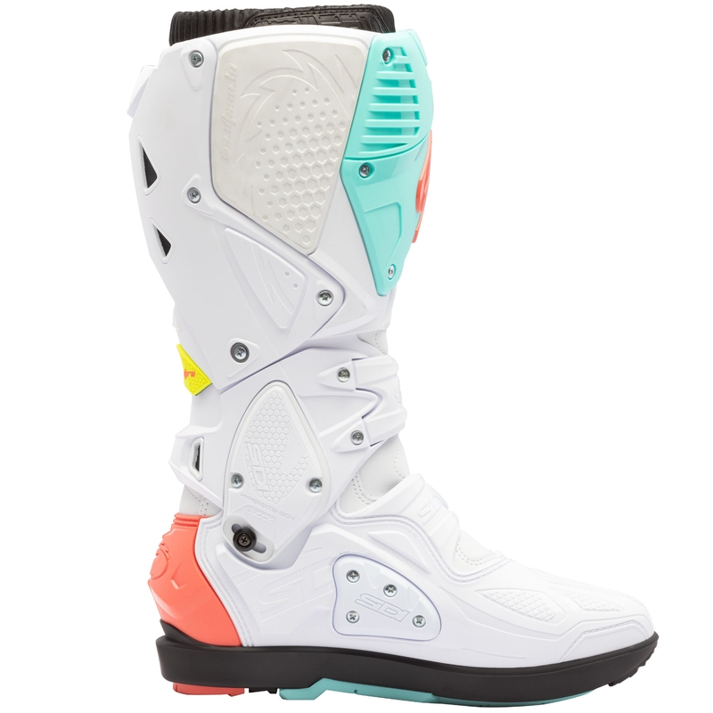 SiDi Crossfire 3 SRS motociklininko batai balti-fluo mint-fluo coral