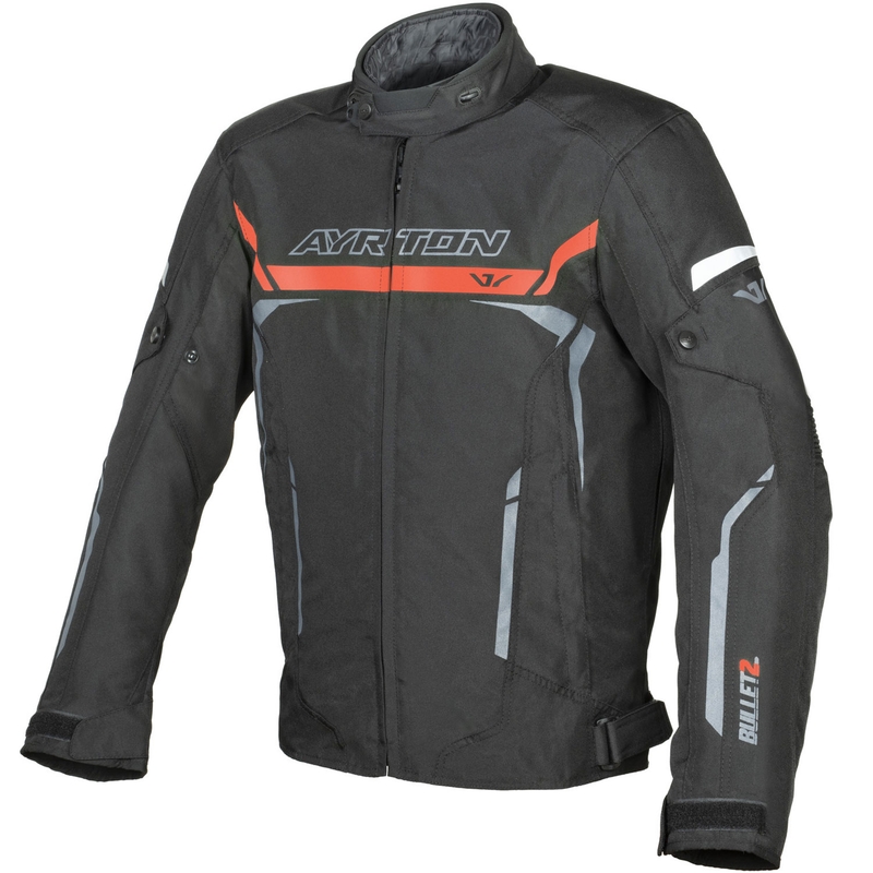 Ayrton Bullet II juoda-raudona-pilka motociklininko striukė