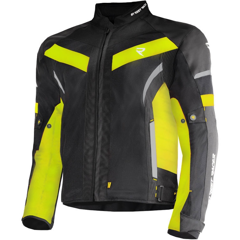 Street Racer Evans Air juoda-fluo geltona motociklininko striukė