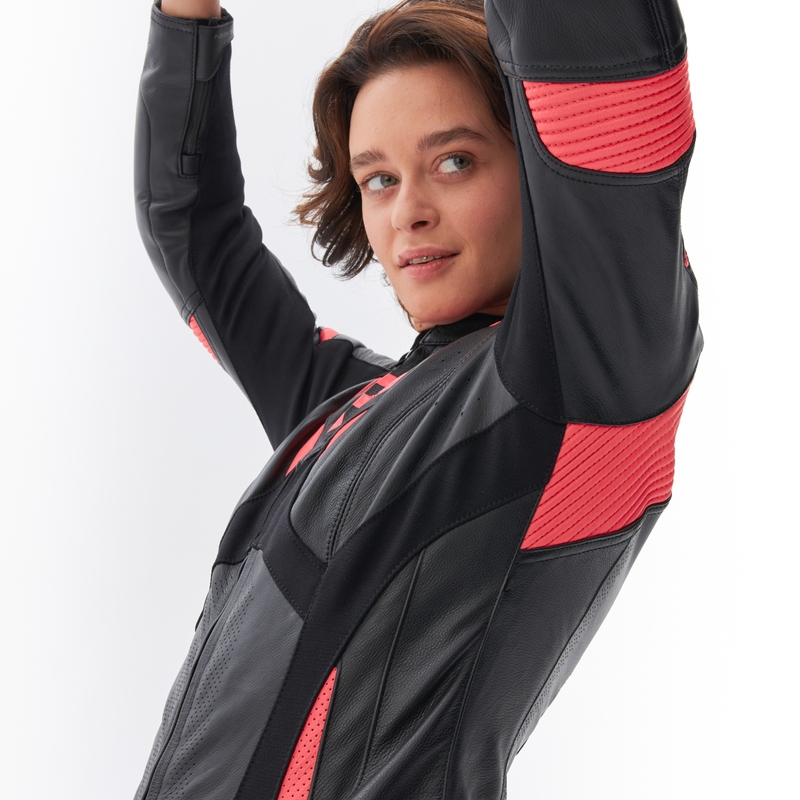 Moteriška motociklininko striukė Rebelhorn Rebel Black-Fluo Pink