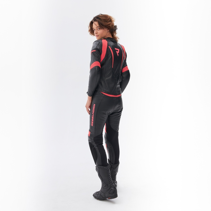 Moteriška motociklininko striukė Rebelhorn Rebel Black-Fluo Pink
