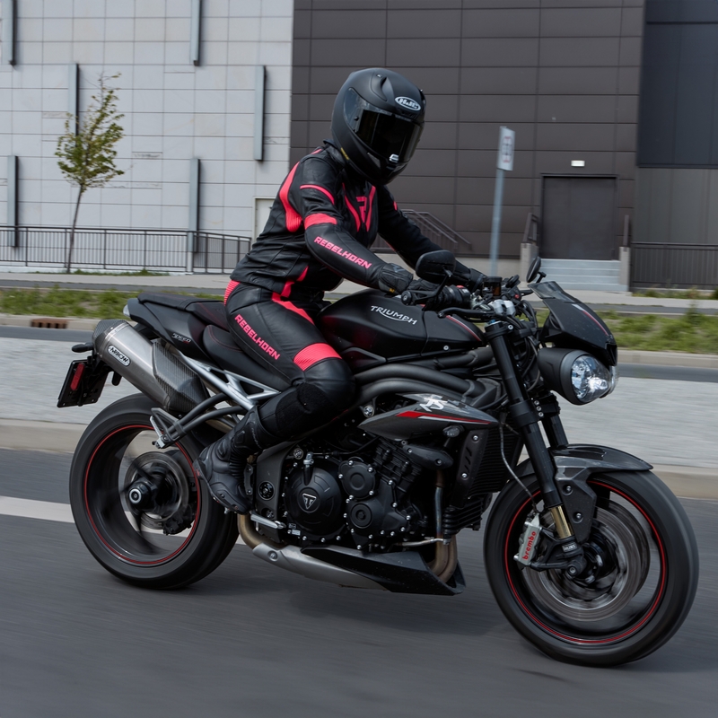 Moteriška motociklininko striukė Rebelhorn Rebel Black-Fluo Pink