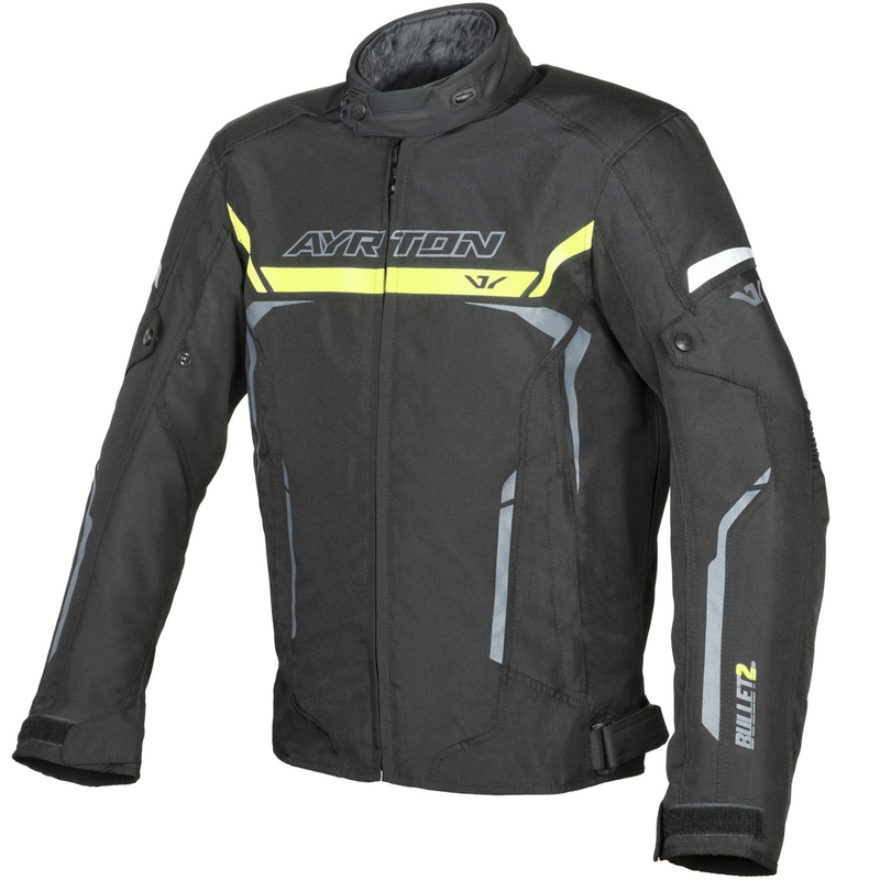 Ayrton Bullet II juoda-fluo geltonai pilka motociklininko striukė