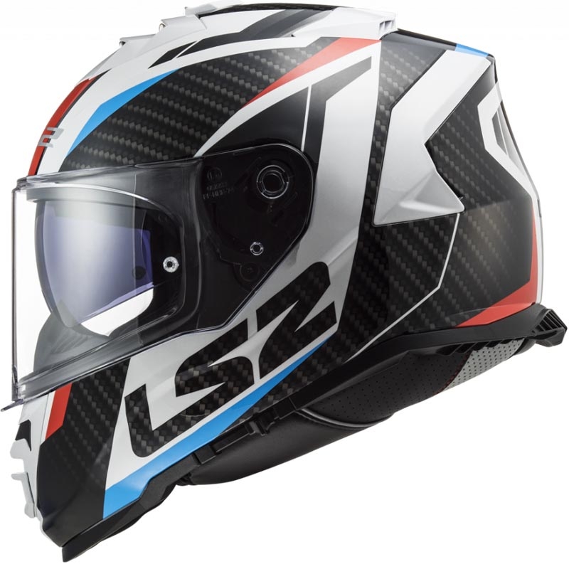 Uždaras motociklo šalmas LS2 FF800 Storm II Racer balta-juoda-raudona-mėlyna