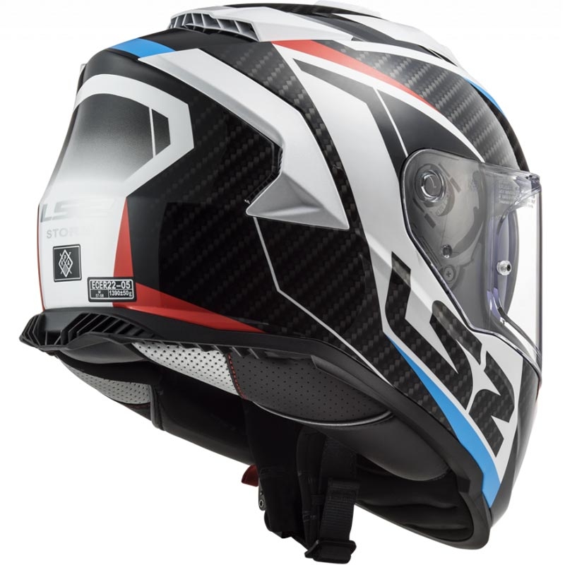 Uždaras motociklo šalmas LS2 FF800 Storm II Racer balta-juoda-raudona-mėlyna