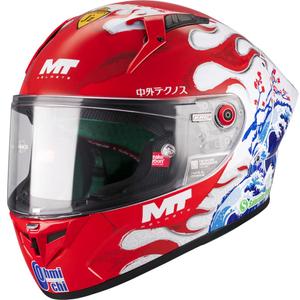 Uždaras motociklo šalmas KRE + S Yamanaka A5 raudonai baltas