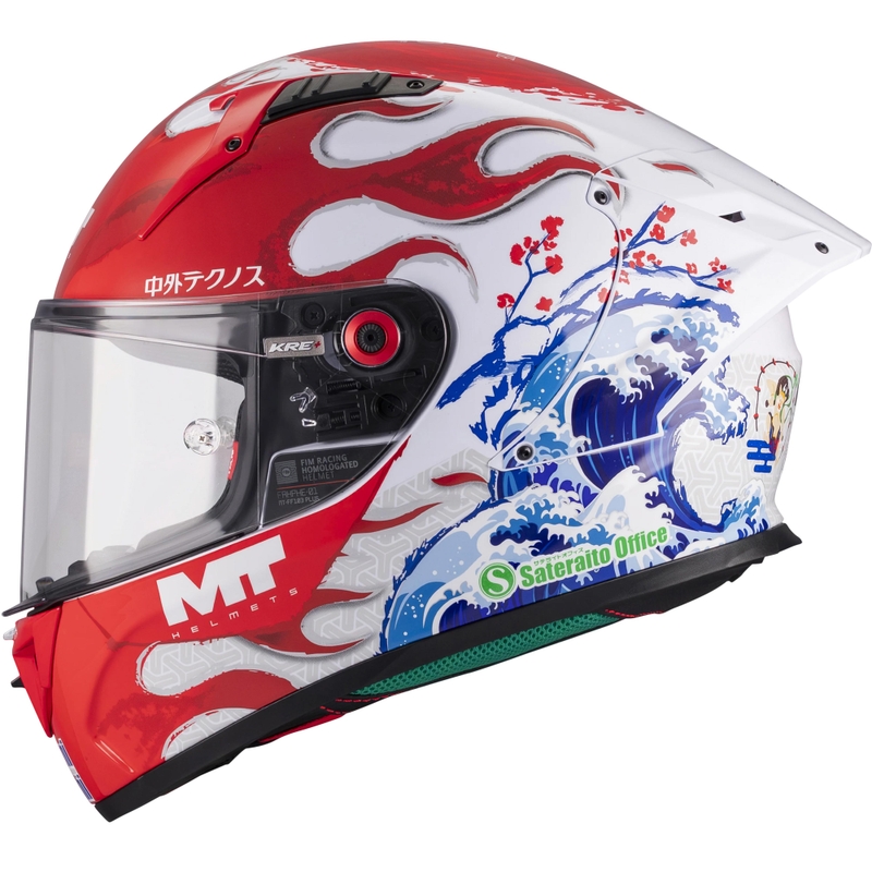 Uždaras motociklo šalmas KRE + S Yamanaka A5 raudonai baltas