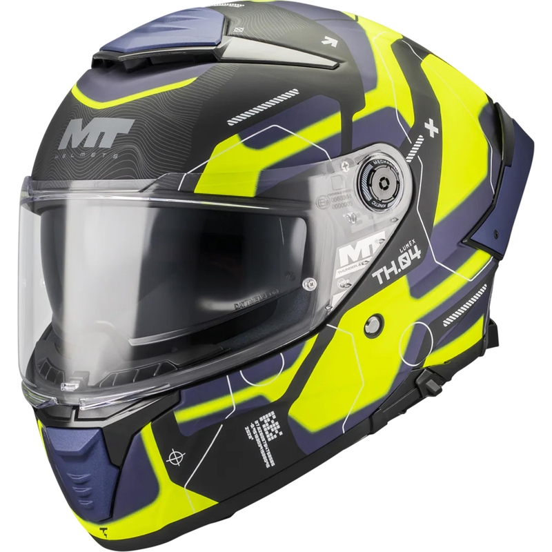 Uždaras motociklo šalmas MT Thunder 4 SV Lumex B27 juoda-mėlyna-fluorescencinė geltona