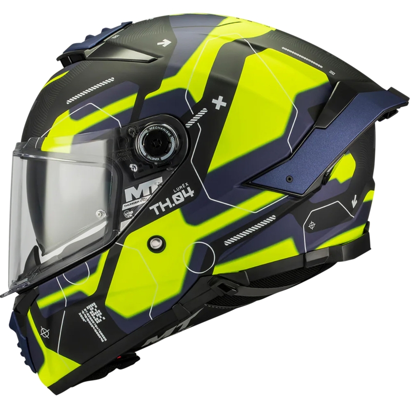 Uždaras motociklo šalmas MT Thunder 4 SV Lumex B27 juoda-mėlyna-fluorescencinė geltona