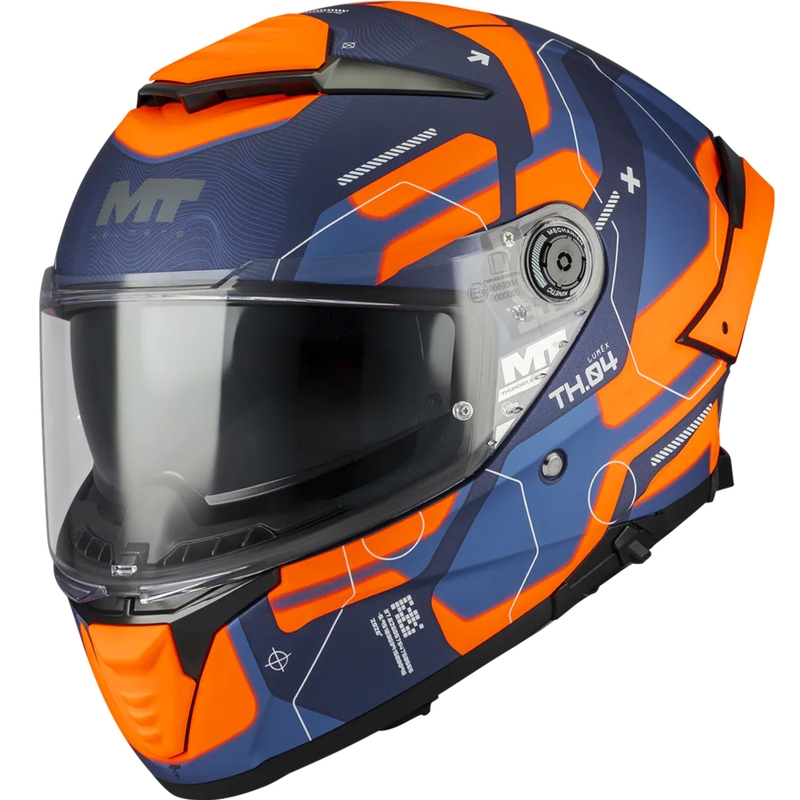 Uždaras motociklo šalmas MT Thunder 4 SV Lumex C24 mėlynai oranžinis