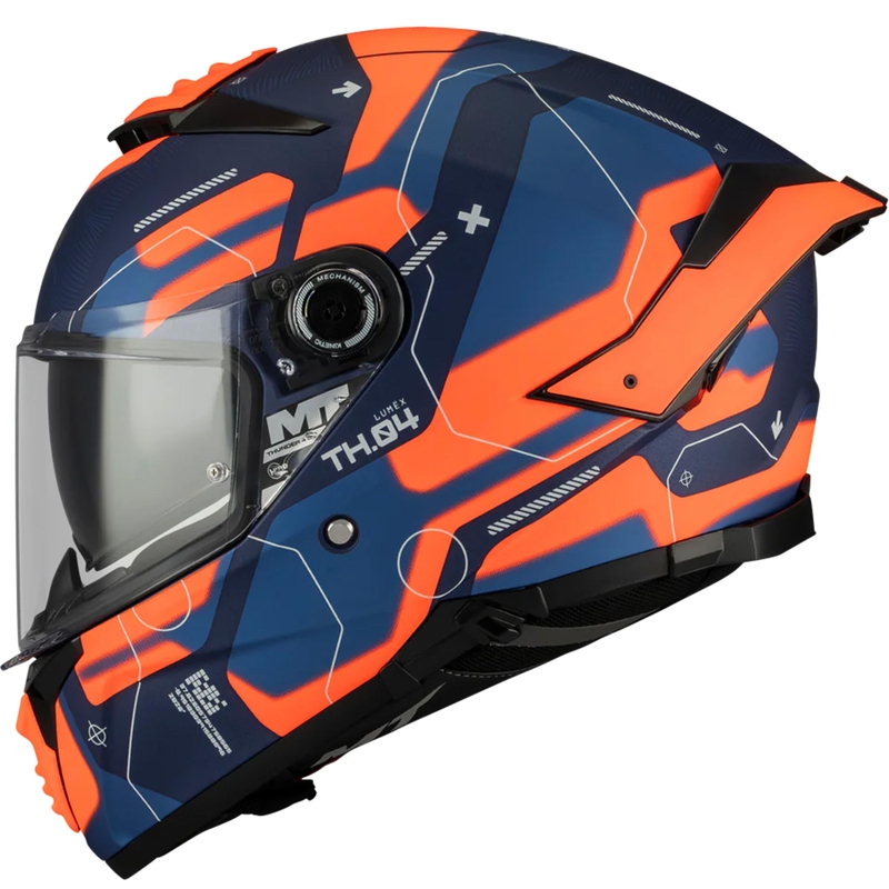 Uždaras motociklo šalmas MT Thunder 4 SV Lumex C24 mėlynai oranžinis