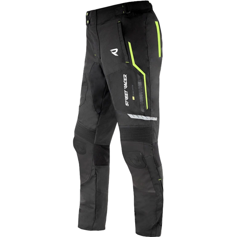 Street Racer Flex EVO motociklininko kelnės juoda-fluo geltona