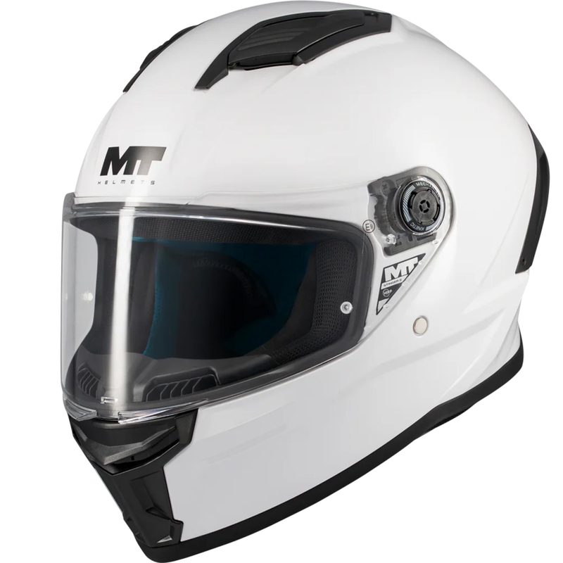 Uždaras motociklo šalmas MT Stinger 2 Pure A0, baltas