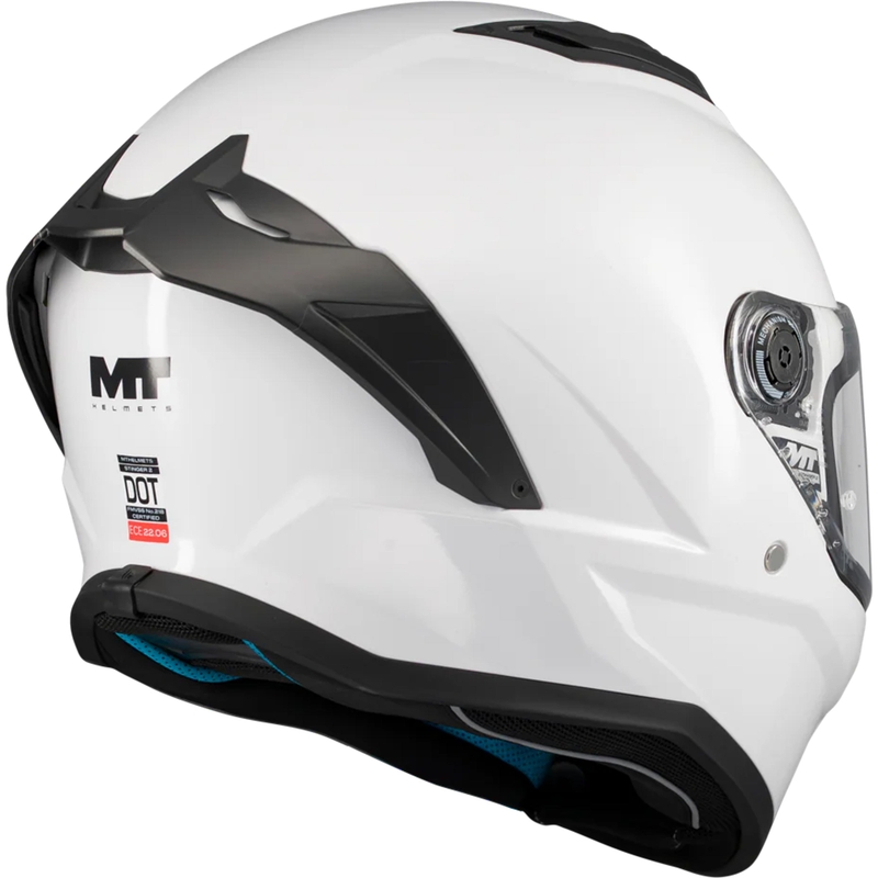 Uždaras motociklo šalmas MT Stinger 2 Pure A0, baltas