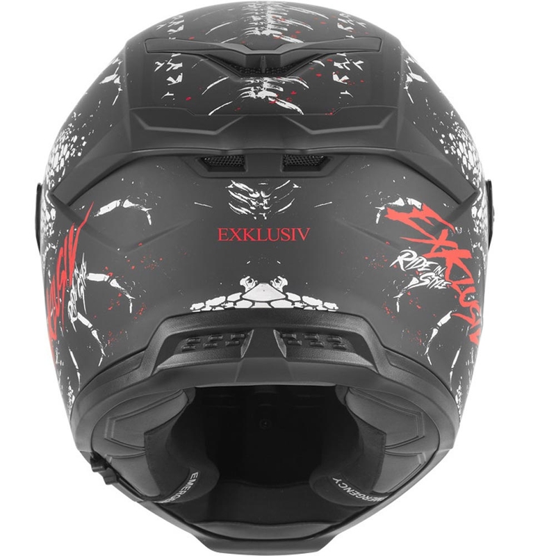 NOX Exklusiv Goliath Raptor uždaras motociklo šalmas matinės juodos-baltos-raudonos spalvos
