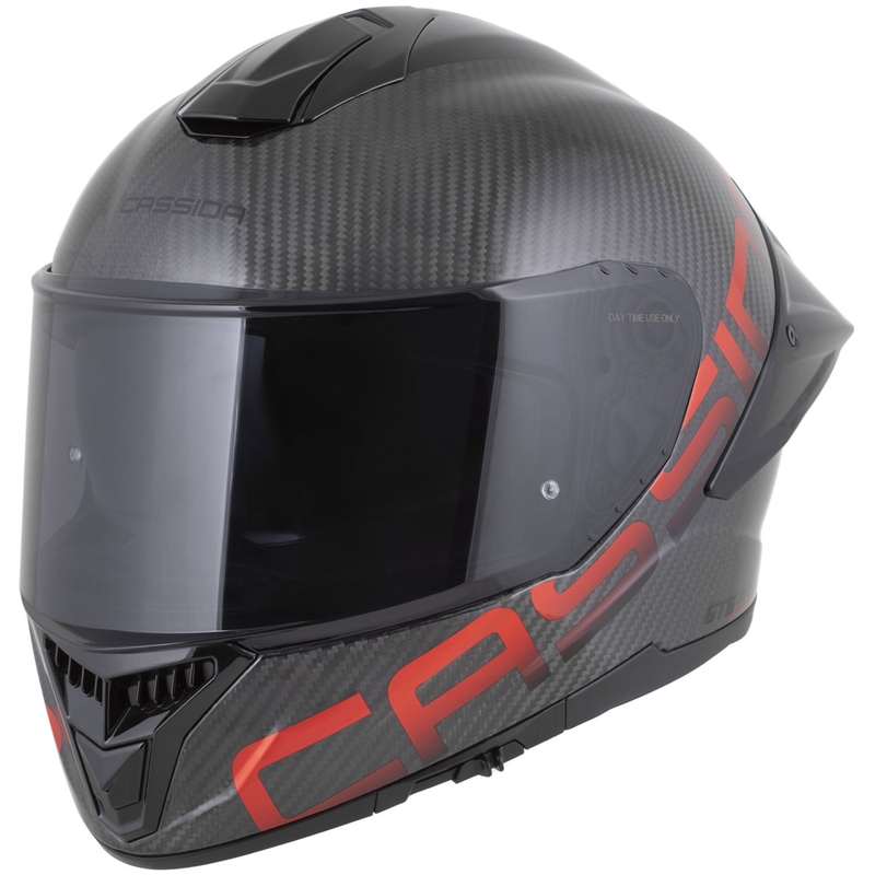 Cassida Integral GTS 2.1 Plus Carbon motociklo šalmas, matinės anglies spalvos, raudonas