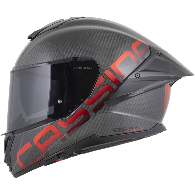 Cassida Integral GTS 2.1 Plus Carbon motociklo šalmas, matinės anglies spalvos, raudonas