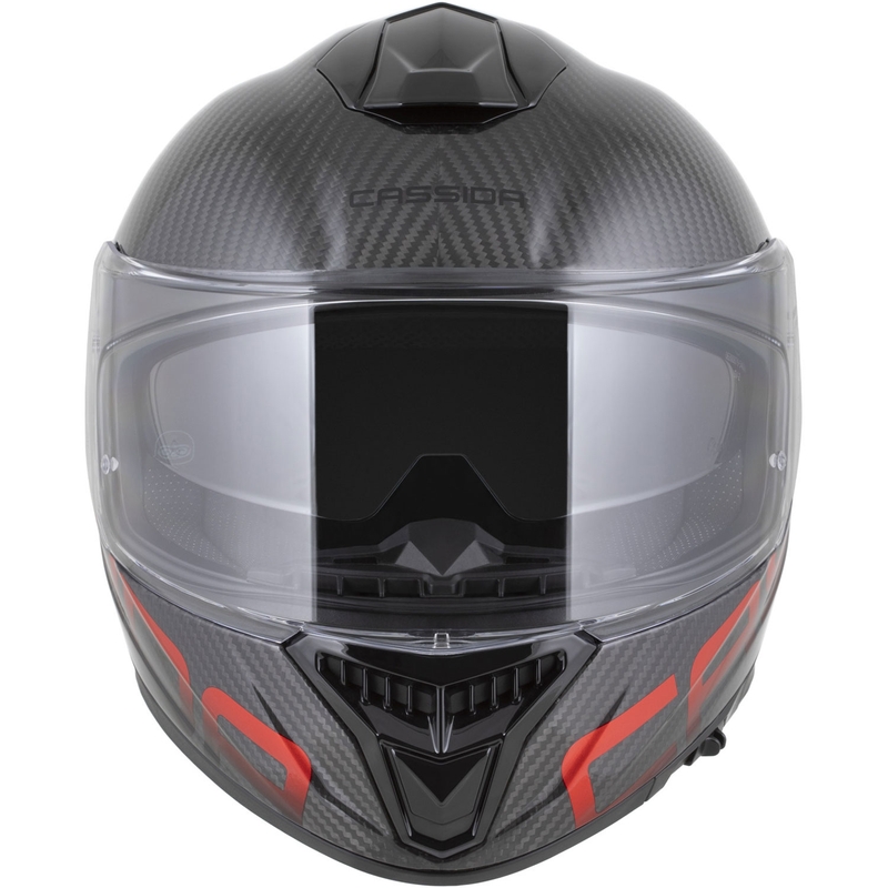 Cassida Integral GTS 2.1 Plus Carbon motociklo šalmas, matinės anglies spalvos, raudonas