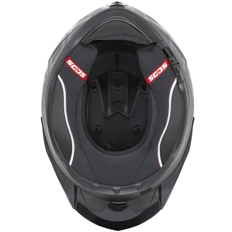 Cassida Integral GTS 2.1 Plus Carbon motociklo šalmas, matinės anglies spalvos, raudonas